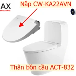 Bồn Cầu INAX ACT-832+CW-KA22AVN Nắp Điện Tử Xả Cảm Ứng