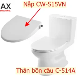 Bồn cầu INAX C-514A+CW-S15VN 2 khối nắp rửa cơ