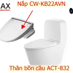 Bồn Cầu INAX ACT-832+CW-KB22AVN Nắp Điện Tử Xả Cảm Ứng 7 Bồn cầu thông minh INAX ACT-832+CW-KB22AVN xả không chạm