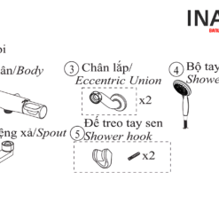 Vòi Sen Tắm INAX BFV-7145T-3C (BFV7145T3C) Nhiệt Độ 15 Linh kiện chi tiết vòi sen nhiệt tự động INAX BFV-7145T-3C