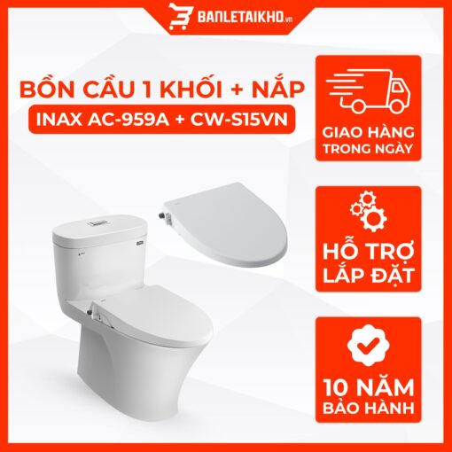 Bồn Cầu INAX AC-959A+CW-S15VN 1 Khối Nắp Rửa Cơ 1 Bồn Cầu INAX AC-959A+CW-S15VN 1 Khối Nắp Rửa Cơ