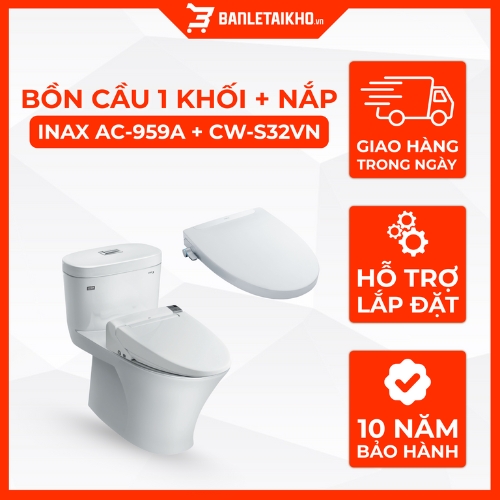 Bồn Cầu INAX AC-959A+CW-S32VN 1 Khối Nắp Rửa Cơ 1 Bồn Cầu INAX AC-959A+CW-S32VN 1 Khối Nắp Rửa Cơ