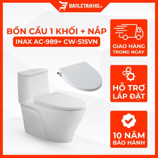 Bồn Cầu INAX AC-989+CW-S15VN 1 Khối Nắp Rửa Cơ 1 Bồn Cầu INAX AC-989+CW-S15VN 1 Khối Nắp Rửa Cơ