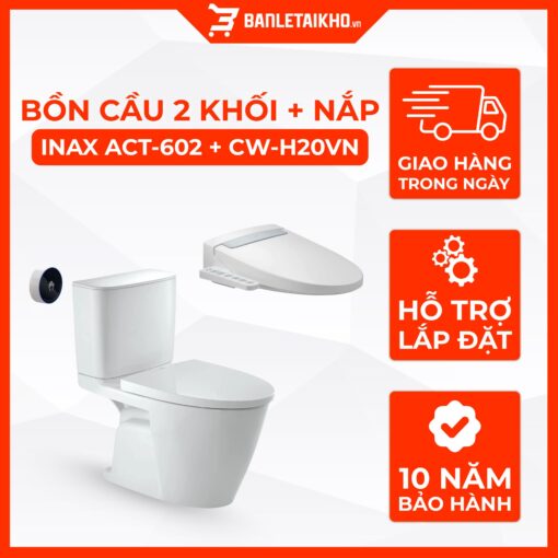 Bồn Cầu INAX ACT-602+CW-H20VN 2 Khối Xả Tự Động Nắp Điện Tử