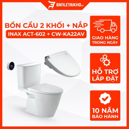 Bồn Cầu INAX ACT-602+CW-KA22AVN Nắp Điện Tử Xả Cảm Ứng