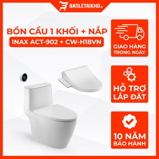 Bồn Cầu INAX ACT-902+CW-H18VN 1 Khối Xả Tự Động Nắp Điện Tử 1 Bồn Cầu INAX ACT-902+CW-H18VN 1 Khối Xả Tự Động Nắp Điện Tử