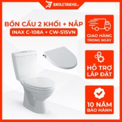Bồn Cầu INAX C-108A+CW-S15VN 2 Khối Nắp Rửa Cơ