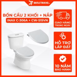 Bồn Cầu INAX C-306A+CW-S15VN 2 Khối Nắp Rửa Cơ