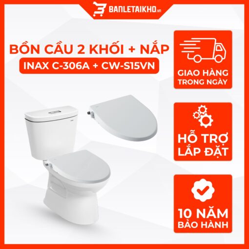 Bồn Cầu INAX C-306A+CW-S15VN 2 Khối Nắp Rửa Cơ 1 Bồn Cầu INAX C-306A+CW-S15VN 2 Khối Nắp Rửa Cơ