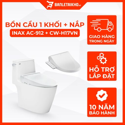 Bồn Cầu Nắp Điện Tử INAX AC-912+CW-H17VN Xả Gạt