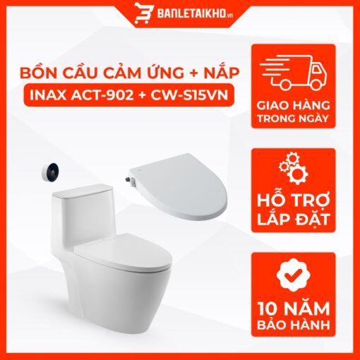 Bồn Cầu Nắp Rửa Cơ INAX ACT-902+CW-S15VN Xả Tự Động 1 Bồn Cầu Nắp Rửa Cơ INAX ACT-902+CW-S15VN Xả Tự Động