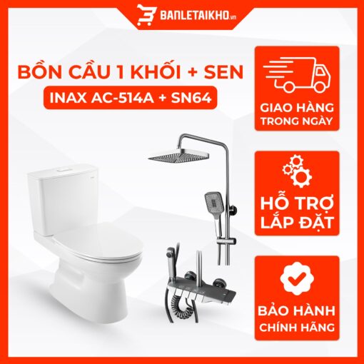 Combo Thiết Bị Vệ Sinh INAX Bồn Cầu AC-514VAN Và Sen Cây SN64