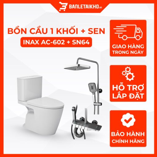 Combo Thiết Bị Vệ Sinh INAX Bồn Cầu AC-602VN Và Sen Cây SN64