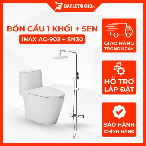 Combo Thiết Bị Vệ Sinh INAX Bồn Cầu AC-902VN Và Sen Cây SN30