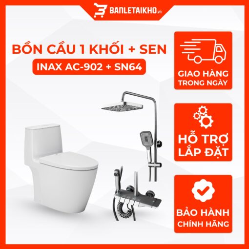 Combo Thiết Bị Vệ Sinh INAX Bồn Cầu AC-902VN Và Sen Cây SN64 1 Combo Thiết Bị Vệ Sinh INAX Bồn Cầu AC-902VN Và Sen Cây SN64