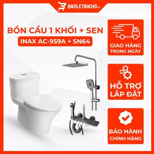 Combo Thiết Bị Vệ Sinh INAX Bồn Cầu AC-959VAN Và Sen Cây SN64
