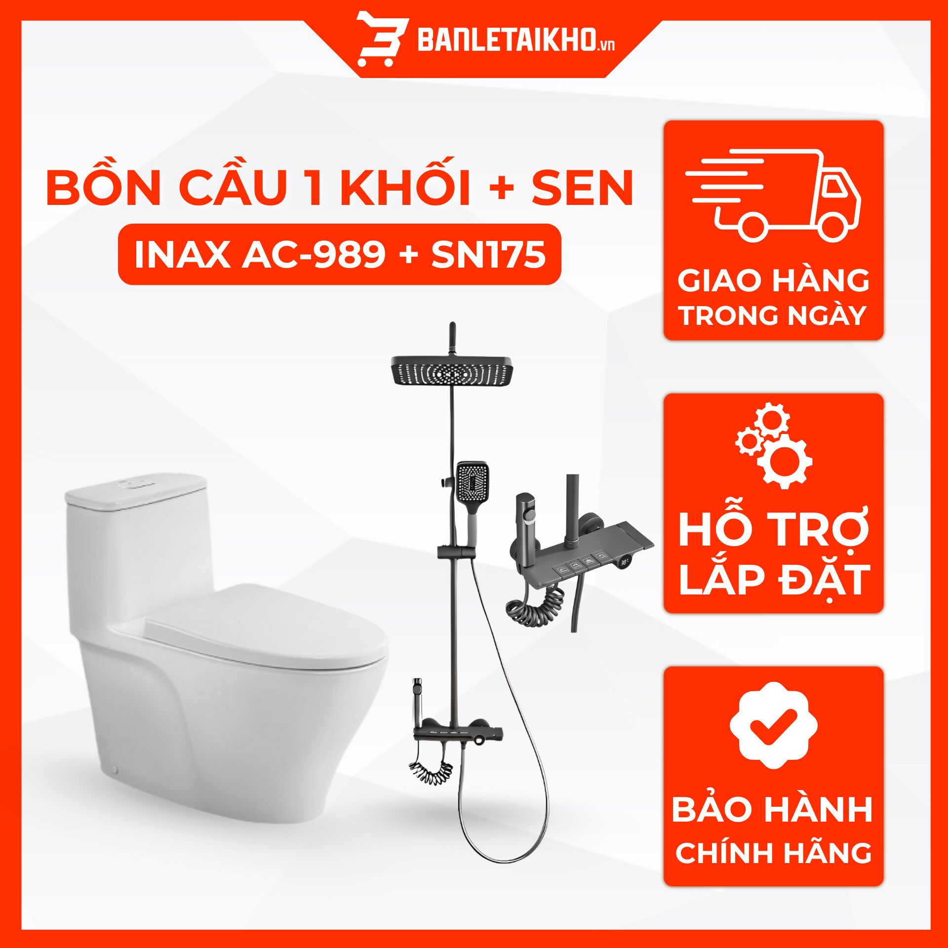 Combo Thiết Bị Vệ Sinh INAX Bồn Cầu AC-989VN Và Sen Cây SN175 17 Combo Thiết Bị Vệ Sinh INAX Bồn Cầu AC-989VN Và Sen Cây SN175