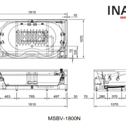 Bản vẽ Bồn tắm INAX MSBV-1800N/BW1 - Massage, sục nóng