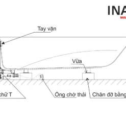 Bồn Tắm INAX FBV-1700R (FBV1700R) Xây 1.7M Dòng Ocean 8 Bản vẽ Bồn tắm nằm INAX FBV-1700R