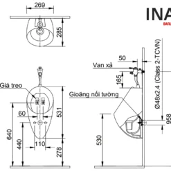 Bồn Tiểu Nam INAX U-117V (U117V) Treo Tường 7 Bản vẽ Bồn tiểu nam treo tường INAX U-117V