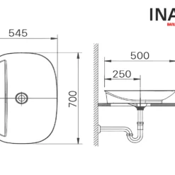 Bản vẽ Chậu Lavabo Đặt Bàn Aqua Ceramic INAX AL-S640V