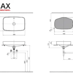 Bản vẽ Chậu rửa lavabo đặt bàn INAX AL-299V (AL299V)