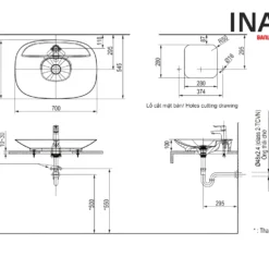 Bản vẽ Chậu rửa lavabo đặt bàn INAX AL-S640V