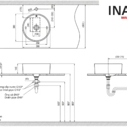 Bản vẽ Chậu rửa lavabo đặt bàn INAX L-295V