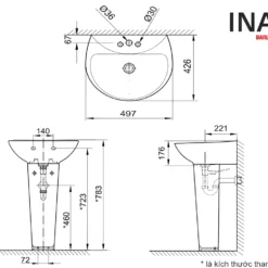 Bản vẽ Chậu rửa lavabo treo tường INAX L-285V (L285V)