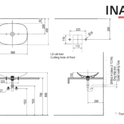 Bản vẽ Chậu rửa mặt INAX AL-S620V
