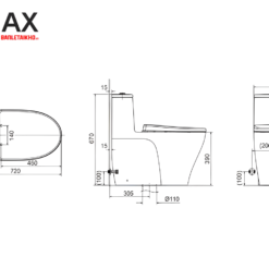 Combo Thiết Bị Vệ Sinh INAX Bồn Cầu AC-989VN Và Sen Cây SN64 10 bản vẽ kỹ thuật bồn cầu INAX 1 khối AC-989VN