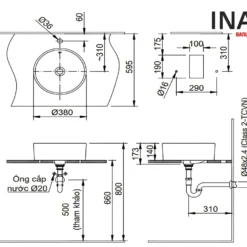 Bản vẽ lavabo đặt bàn INAX L-295V