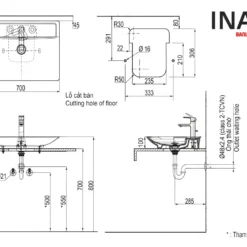 Chậu Rửa Lavabo INAX AL-S630V (ALS630V) Aqua Ceramic Đặt Bàn 8 Bản vẽ lavabo INAX AL-S630V (ALS630V)
