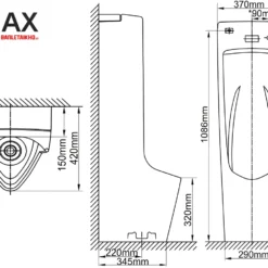 Bồn Tiểu INAX AFU-600VAC (AFU600VAC) Đặt Sàn Cảm Ứng 220V 12 Bản vẽ Tiểu nam INAX AFU-600V
