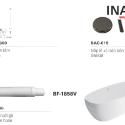 Bồn Tắm INAX BF-1858V (BF1858V) Đặt Sàn Lập Thể 1.8M 6 Cấu tạo Bồn tắm đặt sàn INAX BF-1858V