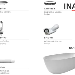 Cấu tạo bồn tắm INAX BF-1760V (BF1760V) đặt sàn