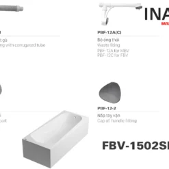 Bồn Tắm INAX FBV-1502SL (FBV1502SL) Chân Yếm Trái Dài 1.5M 7 Cấu tạo Bồn Tắm INAX FBV-1502SL Chân Yếm Trái 1M5