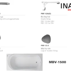 Bồn Tắm INAX MBV-1500 (MBV1500) Xây 1.5M Dòng Galaxy 15 Cấu tạo Bồn Tắm Inax MBV-1500 Galaxy Xây 1.5M