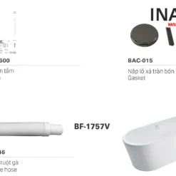 Cấu tạo Bồn tắm lập thể INAX BF-1757V (BF1757V) dài 1m75