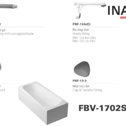 Bồn Tắm INAX FBV-1702SL (FBV1702SL) Chân Yếm Trái Dài 1.7M 7 Cấu tạo Bồn Tắm Yếm Trái INAX FBV-1702SL