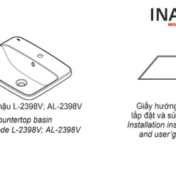 Chậu Rửa Lavabo INAX L-2398V (L2398V) Dương Vành 15 Linh kiện Chậu Rửa Lavabo Âm Bàn INAX L-2395V (L2395V) Dương Vành