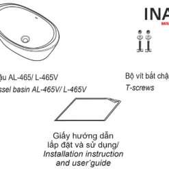 Chậu Rửa Lavabo INAX AL-465V (AL465V) Aqua Ceramic Đặt Bàn 8 Chậu rửa mặt INAX AL-465V (AL465V)