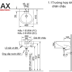 Chậu rửa treo tường INAX L-282V (L282V)