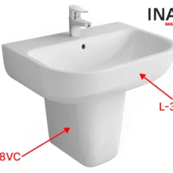 Chậu Rửa Lavabo INAX L-312V/L-298VC Kèm Chân Ngắn Treo Tường 10 Lavabo INAX L-312V/L-298VC Treo Tường Chân Ngắn