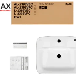 Chậu Rửa Lavabo INAX L-2398V (L2398V) Dương Vành 14 Nguyên hộp Chậu rửa mặt INAX L-2398V dương vành