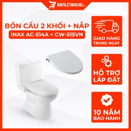Bồn Cầu INAX AC-514A+CW-S15VN Aqua Ceramic Nắp Rửa Cơ 1 Bồn Cầu INAX AC-514A+CW-S15VN Aqua Ceramic Nắp Rửa Cơ
