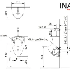 Bồn Tiểu Nam INAX U-440V (U440V) Treo Tường 7 Bản vẽ Bồn tiểu nam INAX U-440V (U440V)