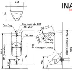 Bản vẽ Bồn tiểu nam treo tường INAX ASU-500V