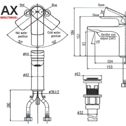 Vòi Lavabo INAX LFV-612S (LFV612S) Nóng Lạnh 14 Bản vẽ INAX LFV-612S - Vòi chậu lavabo nóng lạnh