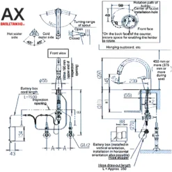 Bản vẽ INAX SF-NB454SX-J - Vòi rửa bát cảm ứng nóng lạnh rút dây